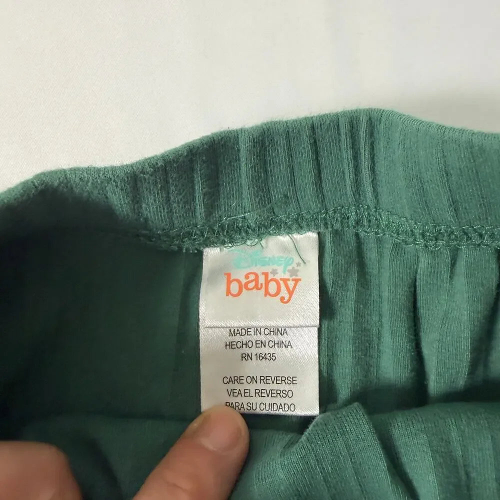 Disney Baby Mickey & Friends Green Ribbed Neutral Matching Set Sz 18 mo
